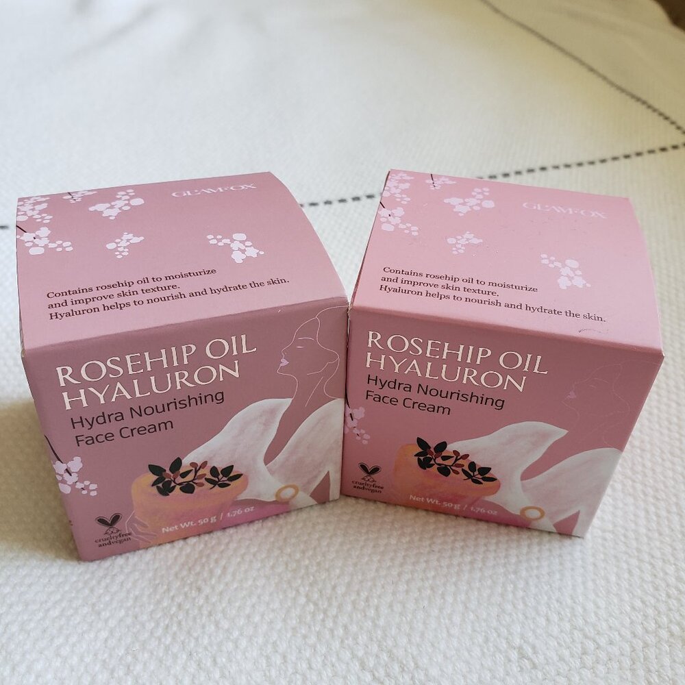 NIB New 2pc Korean Glamfox Rosehip Oil Hydra Nourishing Face Cream K-Bea…